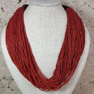 Vintage Gerda Lynggaard For Monies Multi Strand Glass Seed Bead Necklace